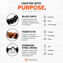 Load image into Gallery viewer, Black Onyx, Tiger's Eye with Cross
