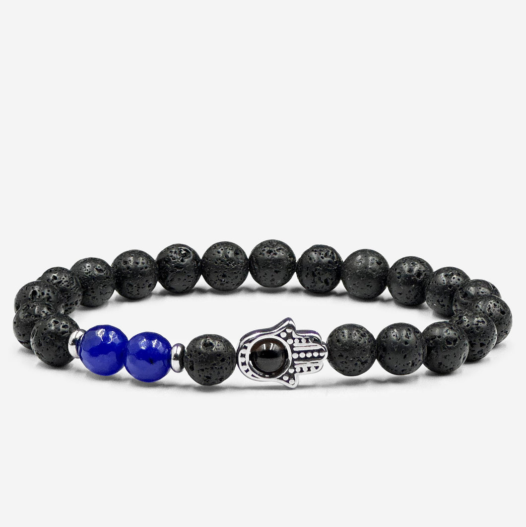 Lava Rocks & Sapphire Agate w/ Hamsa Protection