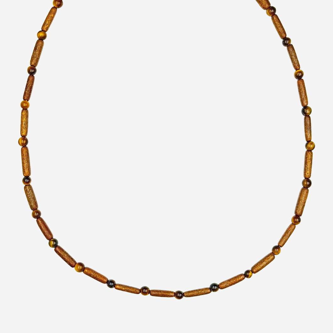 Tiger's Eye Wooden Choker