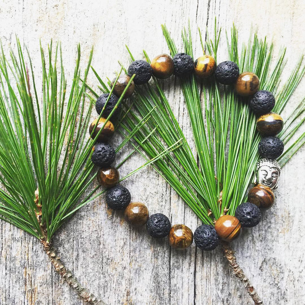 Lava stone & Tiger's Eye w/ Sacred Buddha